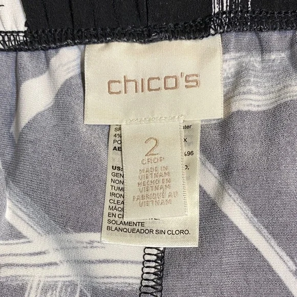 Chico's Black & White Brushstroke Maxi Pants - Picture 3 of 4